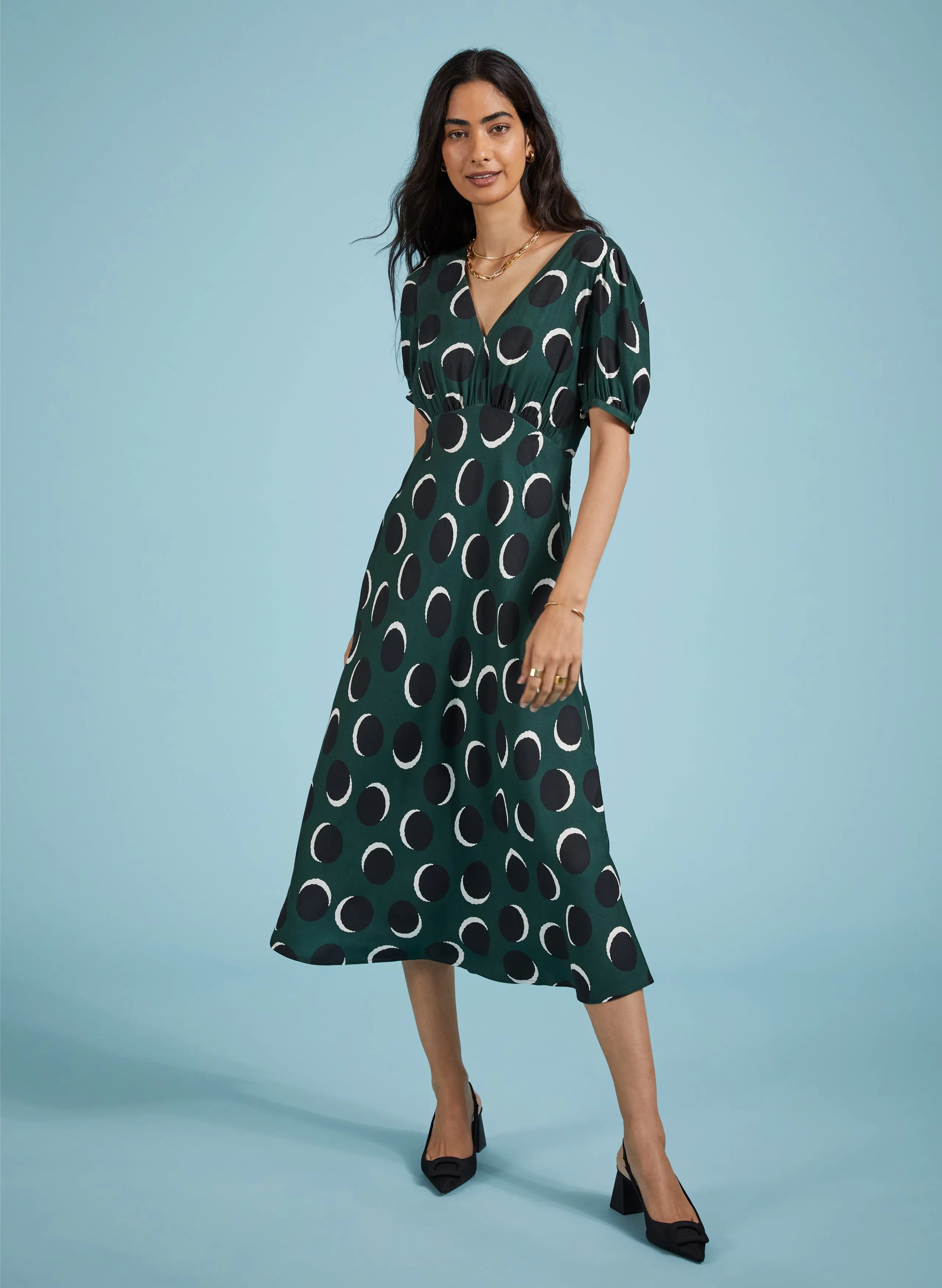 Kaydence Printed Midi Tea Dress with Livaeco